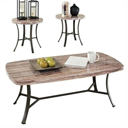 Val Faux Marble 3-Piece Coffee and End Table Set