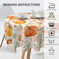 thumbnail image 6 of Fall Tablecloth Round 60 Inch Thanksgiving Autumn Pumpkin Round Tablecloth Farmhouse Watercolor Pumpkin Fall Leaves Decorative Waterproof Polyester Table Cloth for Party Picnic Dinner Decor, 6 of 6