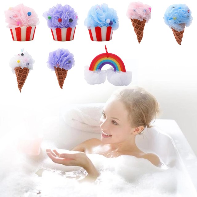 Ducha Limpieza Depurador Baño Ducha Bolas Baño Ducha Esponja Bolas Helado Forma Baño Esponja Cuerpo Ducha Limpieza Depurador Baño Ducha Bolas ANGGREK Bath Shower Balls