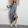 thumbnail image 2 of Yoolin Womens Long Fleece Maxi Pullover Sweatshirt Dresses Baggy Hooded Sweat Shirt Robe Dress with Pockets, 2 of 4