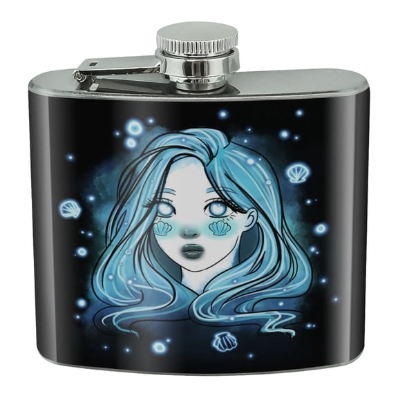 Watercolor Sketch of a Modern Day Mermaid Stainless Steel 5oz Hip Drink Kidney Flask