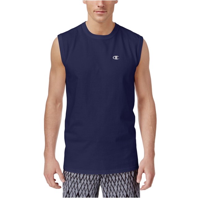 Champion - Camiseta sin mangas con logo para hombre, color azul, pequeño Champion Tanque muscular
