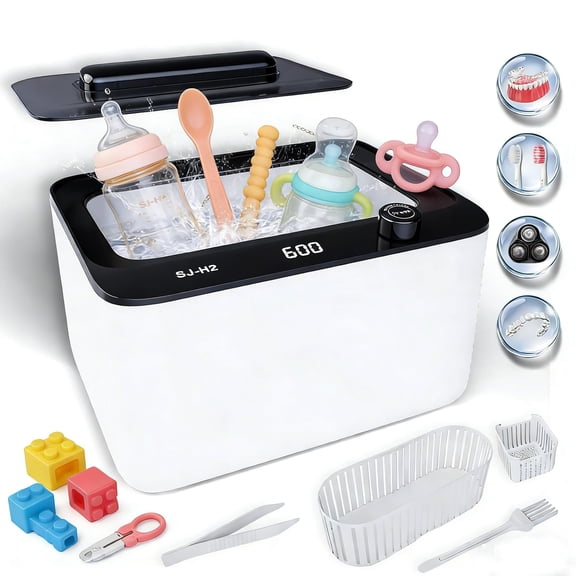 Ultrasonic Cleaner 900ML Ultrasonic Jewelry Cleaner 45kHz Denture Cleaning Machine for Jewelry/Rings/Eyeglasses/Watch Strap