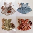 thumbnail image 2 of Verano primavera bebé niña vestido niñas pequeñas Fly manga sólido volantes sin mangas vestido de algodón de lino A-Line vestidos de fiesta 120 (4-5T) Gao Jinjia LED, 2 of 2