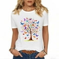 thumbnail image 2 of VgaVtl T Shirts Women Short Sleeve Summer Shirts for Women 2025 Casual Holiday Relaxed Fit Workout Butterfly Print Tops,White S, 2 of 5