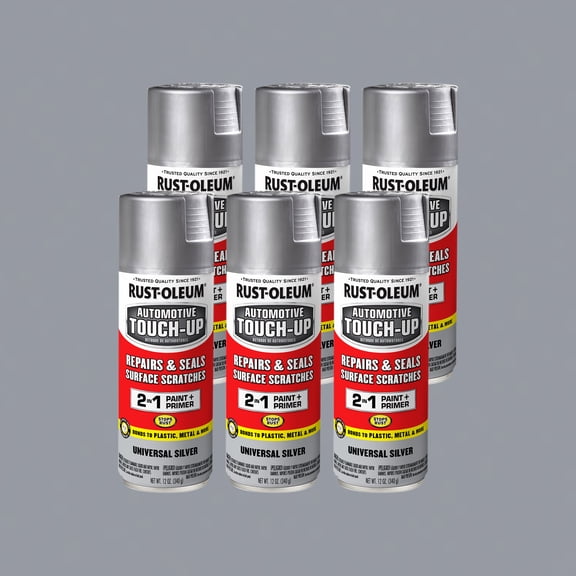 6 Pack, Universal Silver, Rust-Oleum Automotive Gloss Touch-Up Spray Paint and Primer in One-292326, 11 oz