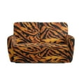 thumbnail image 3 of Xoenoiee Tiger Stripe Print Reclining Loveseat Slipcover, Washable 6-Piece Velvet Stretch Sofa Covers, Soft 2 Seat Loveseat Recliner Cover, 3 of 6