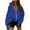 Blue, variant on mihongmao Up to 50% off Fall 3/4 Sleeve Shirts for Women Fashionable Women's Casual Long Sleeved Zipper Hooded Solid Color Hoodie, Black L