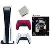 Sony Playstation 5 Disc Version with Extra Controller, Madden 21 Next Level Ed and Cleaning Cloth Bundle - Cosmic Red - Refurbished