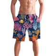 thumbnail image 4 of Dailycode Men's Quick Dry Swim Trunks Beach Shorts Casual Summer Board Shorts with Pockets, Tropical Coral and Fish, 4 of 8