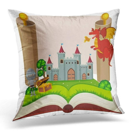 CMFUN Artistic Storybook with Knight and Castle Beast Pillow Case Pillow Cover 20x20