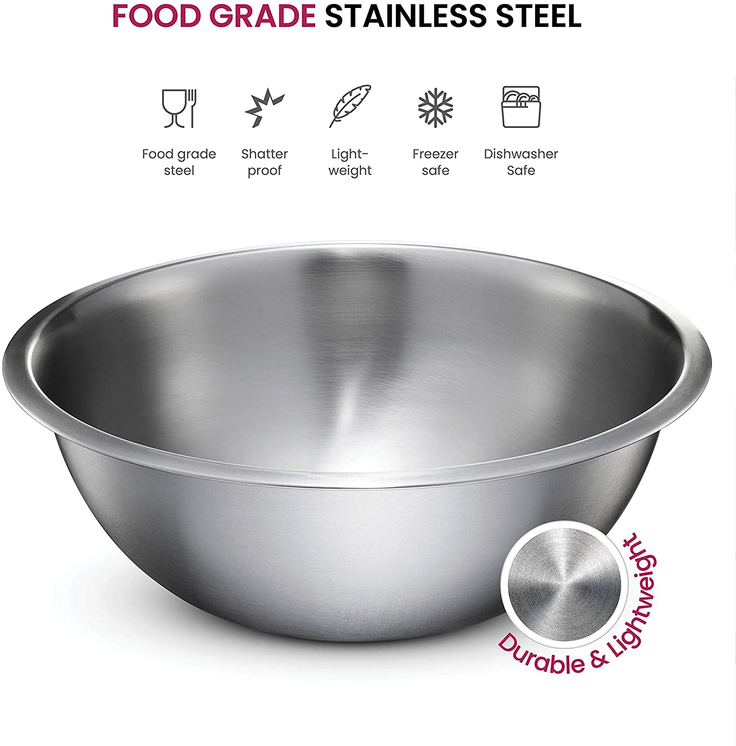 FineDine Stainless Steel Mixing Bowls (Set of 6) Polished Mirror Finish Nesting Bowls, ¾ - 1.5 - 3 - 4 - 5 - 8 Quart - Cooking Supplies - image 4 of 11