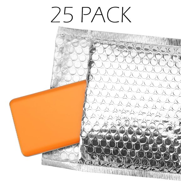 Silver bubble courier bags, 9.8x11.8 inches. 25/50/100 pieces self-sealing metal bubble envelopes. Waterproof insulated shipping envelopes for food, cosmetics (9.8x11.8 inches-25 pcs)