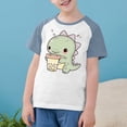 thumbnail image 2 of Feancey Toddler Girls Cute Graphic Tees Dinosaur Printed Short Sleeve T Shirts Kids Boys Summer Casual Round Neck Tops Sale Of The Day Navy 9 Years, 2 of 9