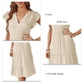 thumbnail image 4 of Vestido midi casual de verano, vestido midi con cuello en V para mujer Amigable con la piel Transpirable Una línea Manga con volantes en capas para fiestas LYUMO Vestidos, 4 of 6