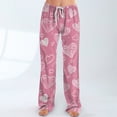 thumbnail image 5 of Hearthz Valentines Day Pajamas Pants Women Love Heart Graphic Women Pajamas Pants Drawstring Wide Leg Holidays Women's Sleep Pants, 5 of 7