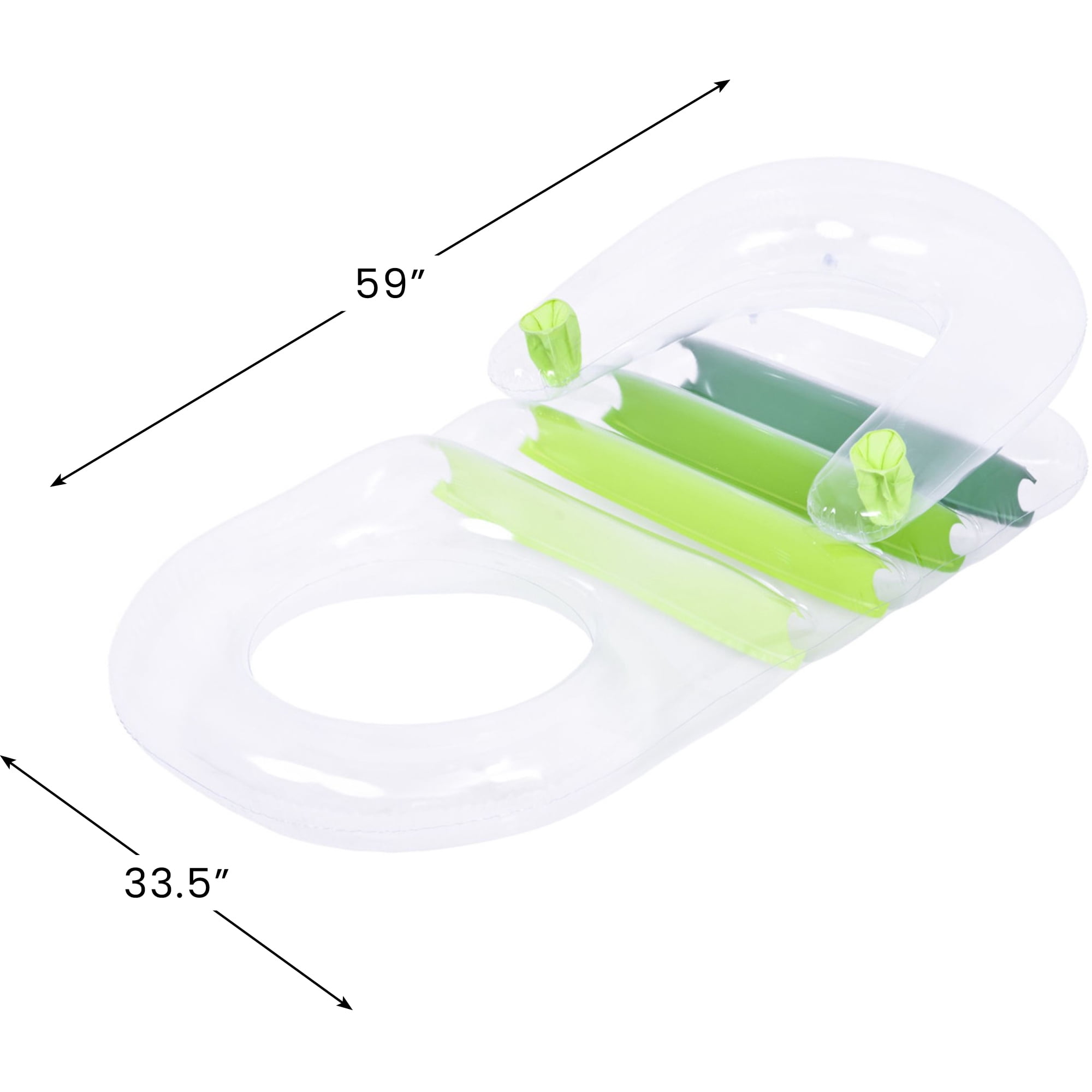 59" Green Transparent Inflatable Pool Lounger with Cup Holders