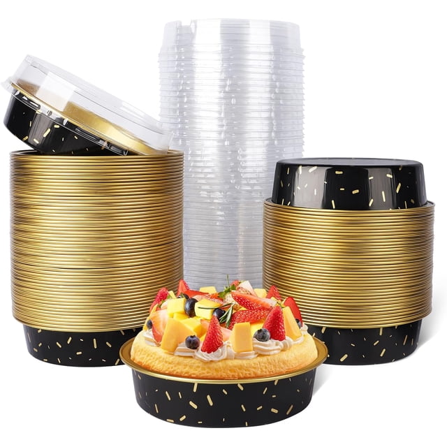 Mini Ramekins with Lids oz Disposable Aluminum Foil Cake Baking Tins Pans Creme Brulee Tart Pie Tins Silver Small Individual Round Containers Oven for Baking