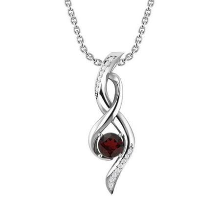 Silver Infinity Necklace with Red Garnet