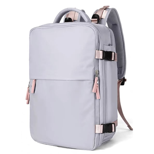 yeacher Lightweight Waterproof Travel Backpack with USB Port, Shoe Compartment, and Macaron Colors - Grey