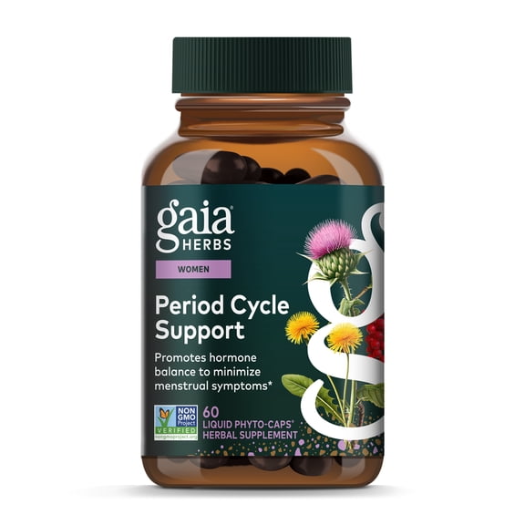Gaia Herbs Cycle Support - Supports Hormone Balance & PMS Relief - Herbal Supplement with Vitex Berry & Schisandra - Free from Gluten, Dairy & Soy - 60 Vegan Capsules (30 Servings)