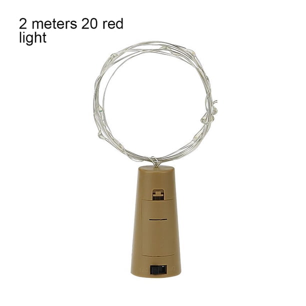 Cateissary Luz de botella de corcho alimentada por batería 1m / 2m Barra de luz LED DIY barra de luz de tapón de botella de vino para fiesta de Iluminación navideña rojo 2m