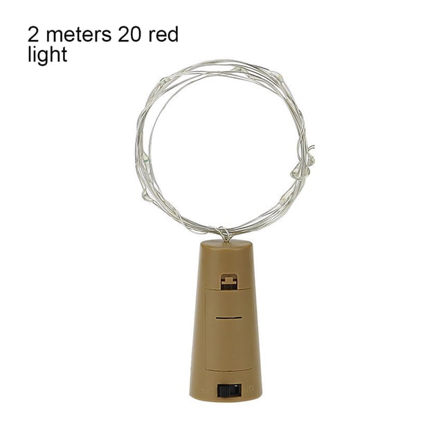 Cateissary Luz de botella de corcho alimentada por batería 1m / 2m Barra de luz LED DIY barra de luz de tapón de botella de vino para fiesta de Iluminación navideña rojo 2m