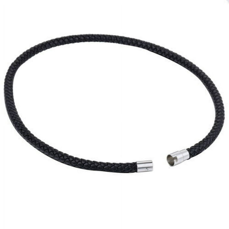 4-6mm 14-28 Black Man-made Leather Rope Cord Necklace Choker  Magnetic/Toggle