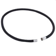 4/6/8MM Mens Black Braided Cord Rope Leather Necklace Choker w/ Magnetic Clasp