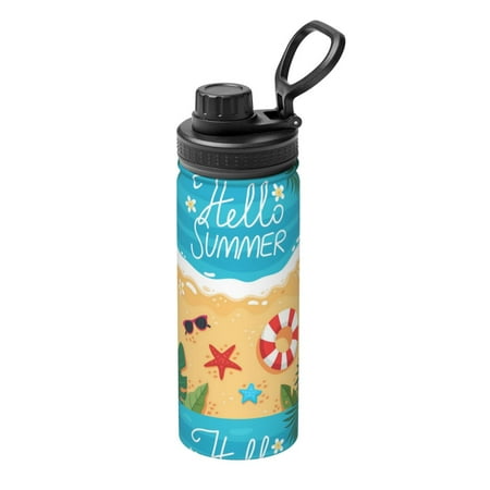 

Ocsxa Hello Summer1 Print 18oz Stainless Steel Water Bottle Unisex Water Bottle Insulated Sports Water Cup Flask for Cold Water Drinks/Sports/Travel/Car/School