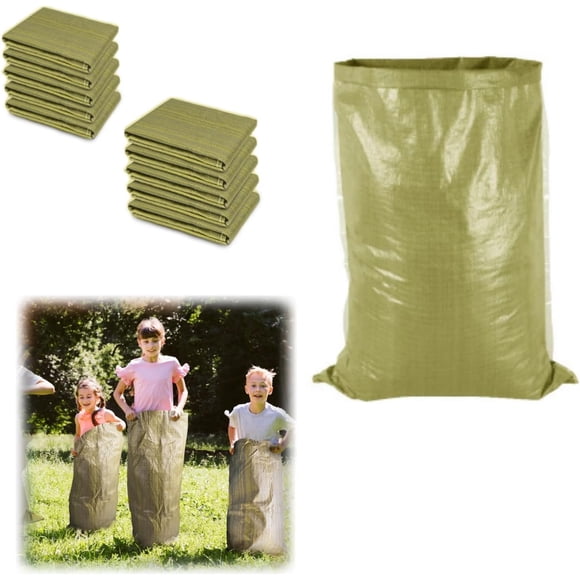 10PCS Potato Sack Race Bags,Large Seed Sack 60x 100cm Large Outdoor Lawn Game Bags for Adults and Children Birthdays, Yard,Game Parties, BBQs, Picnics,Storage (Dark Yellow)