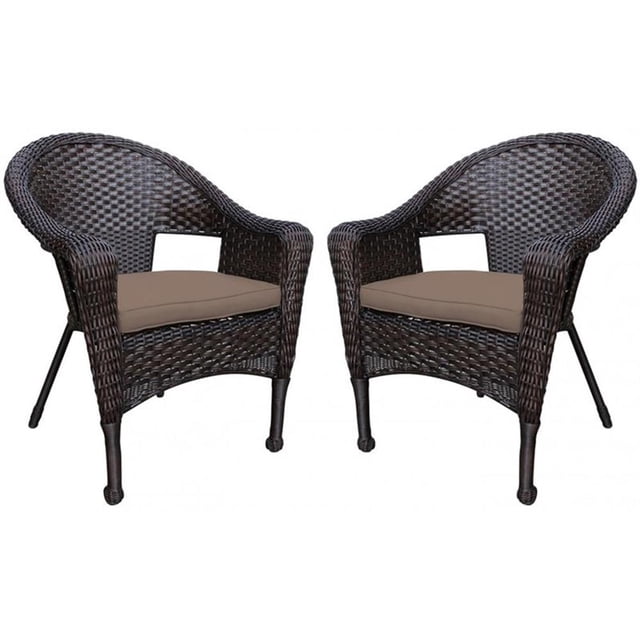 Jeco Patio en Osier de Résine avec Coussin Brun (Ensemble de 2)