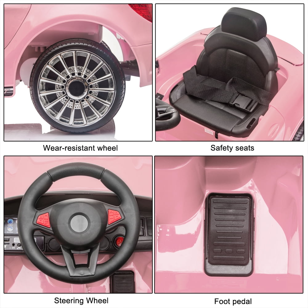 CIPACHO 12V Kids Electric Ride-on Car for Indoor Outdoor, Battery Powered Ride-On Vehicle for Child, Pink