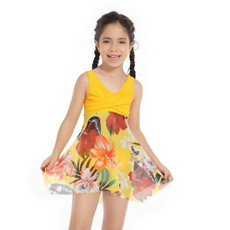 

Odeerbi Mommy and Me Swimsuits Parent-Child Camisole Swimwear Set High Waist Conservative Bikini Swimming Skirt Girls