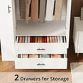 thumbnail image 6 of LIKIMIO Armoire Wardrobe Closet with Large Mirror, Storage Cabinet with 2 Doors and 2 Drawers, 2 Storage Shelves, 70" Wardrobe Cabinet for Bedroom,White, 6 of 8