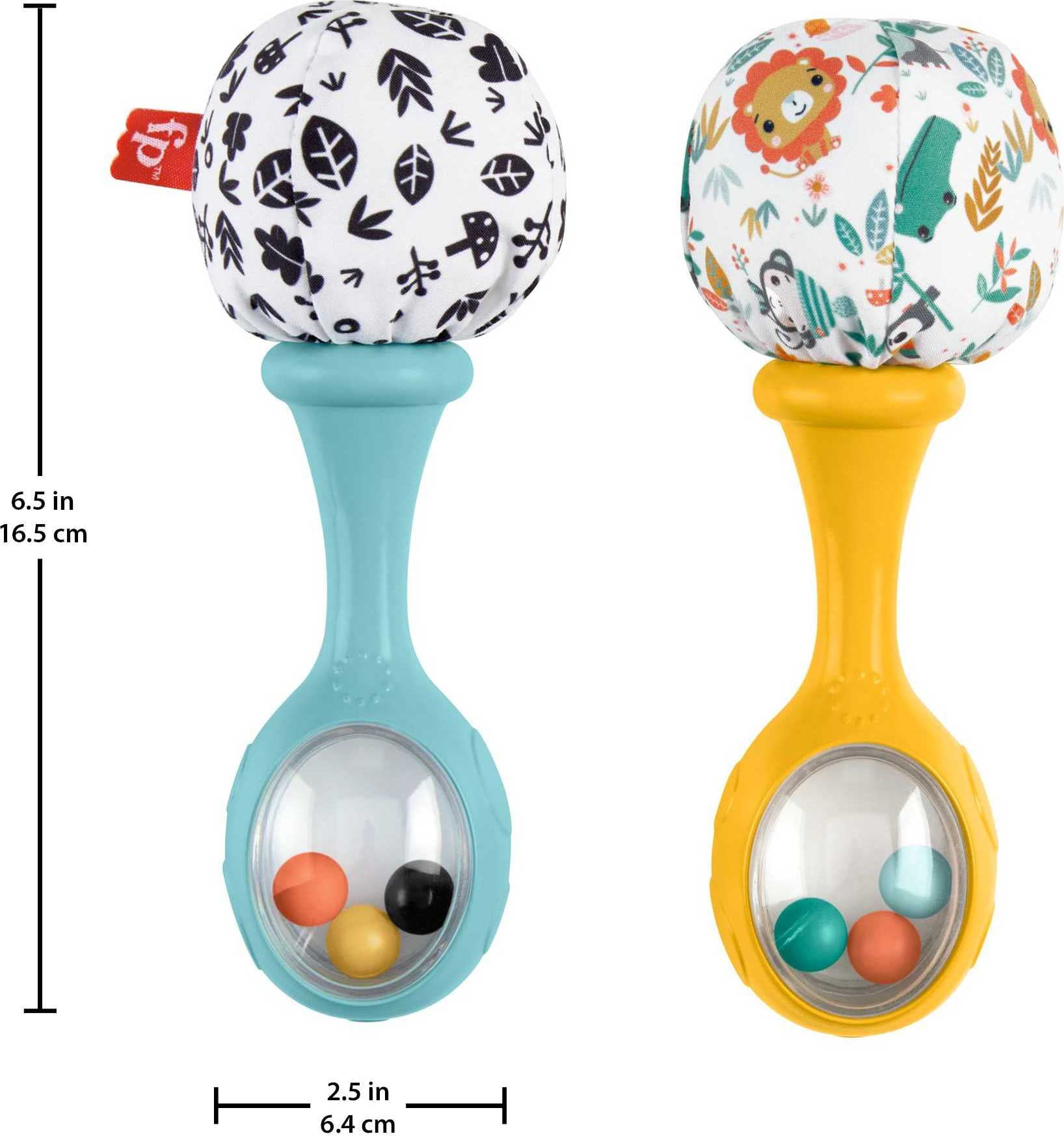 Fisher-Price Maracas Set Of 2 Newborn Toys Blue And Orange Rattle Rock  Maracas 887961628555