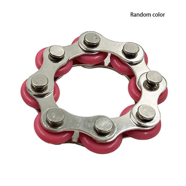 Cadena de bicicleta aleatoria de color Fidget Toy Cadena de bicicleta Juguete de alivio de estrés Gadget de alivio de ansiedad de acero inoxidable, Cadena de 8 eslabones Inevent FN000236-03