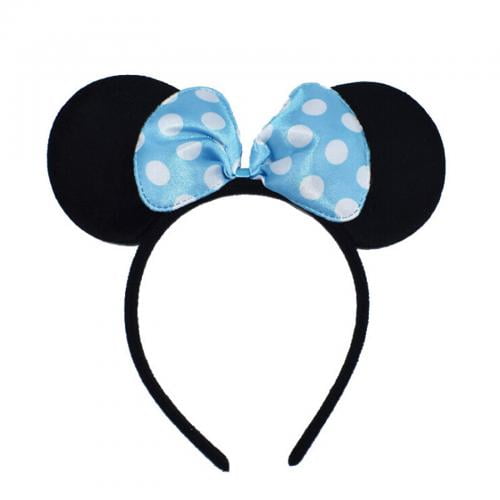 1pc Minnie-Mickey Mouse Ears Headband Red Polka Dot Bow Furry Ears-Disney 