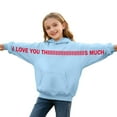 thumbnail image 3 of Girls Hoodies Unisex Kids Letter Print Hooded Sweatshirt with Drawstring Soft Pullover Long Sleeve Comfortable Daily Wear Sweatshirts for Boys Light Blue 6 Y-7 Y, 3 of 6