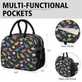 thumbnail image 6 of Womens Black Cartoon Dinosaurs Speech Bubbles Pattern Lunch Box for Work,Insulated Lunch Bag for Women,Loncheras Para Mujer,Leakproof Adult Lunch Bag for Work,Beach,Travel,Picnic,Camping, 6 of 7
