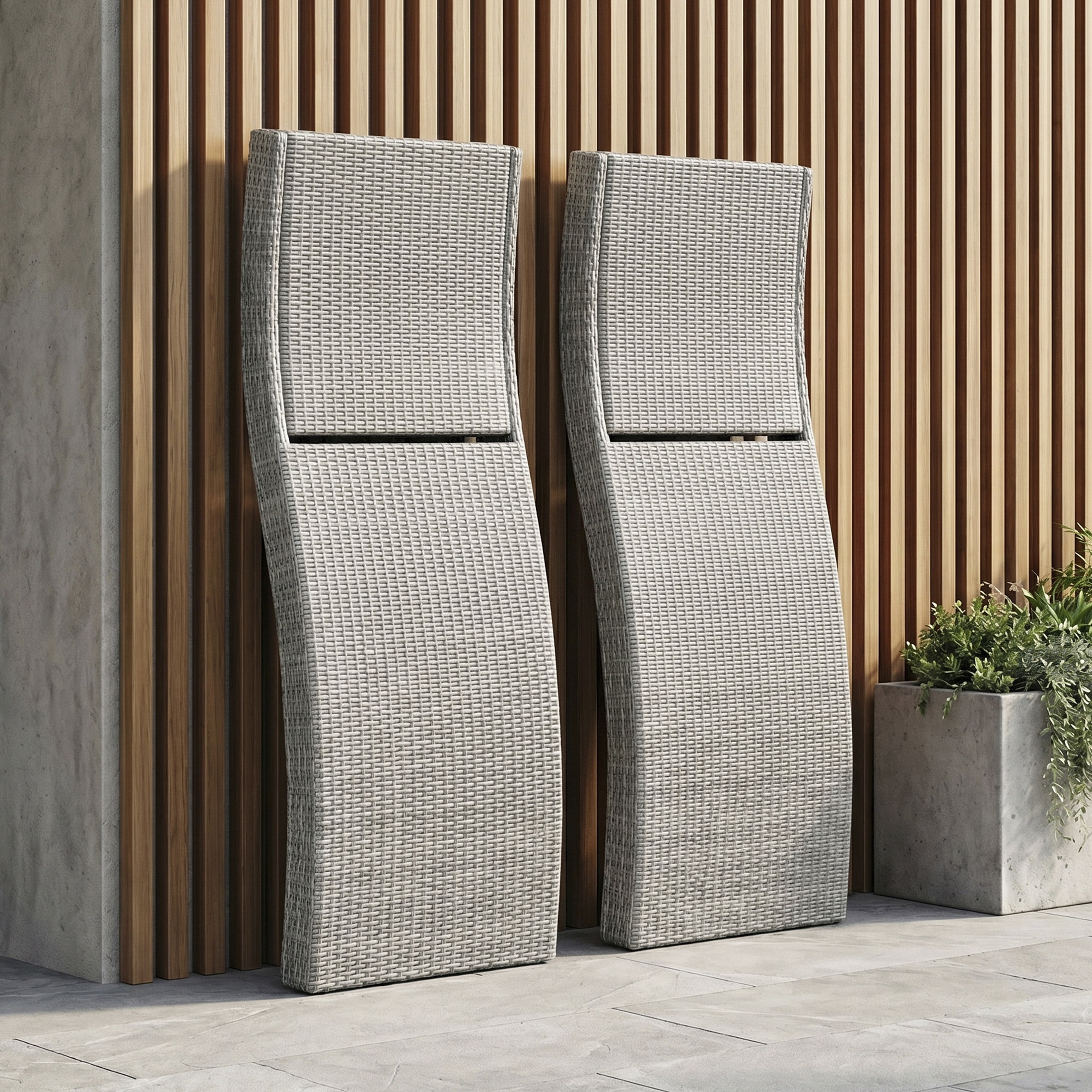 OakvillePark Norvelle Outdoor Chaise Lounger, Set of 2, Gray Aluminum Frame Wicker Patio Recliner