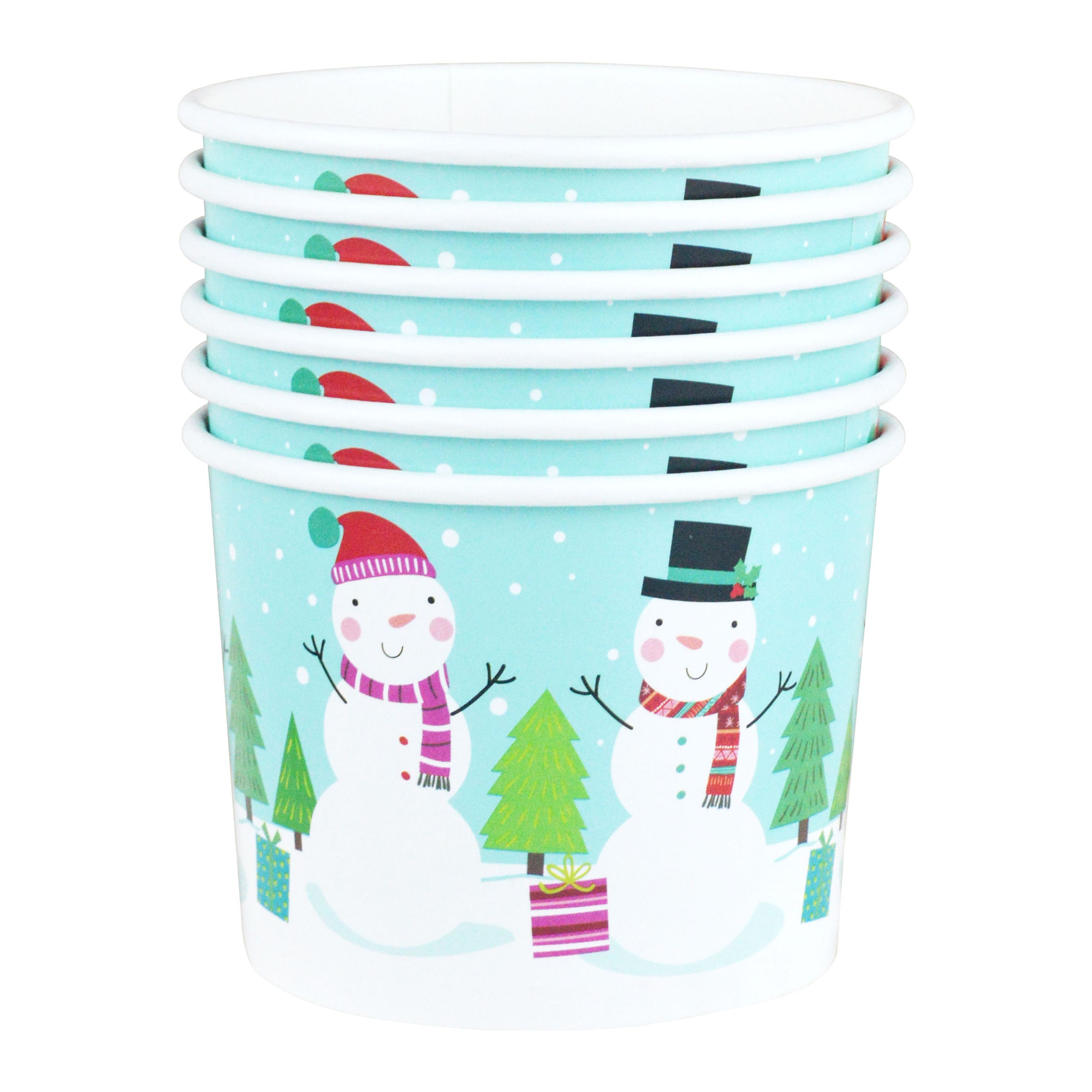 3.375 in Dia (Top), 2.625 in H, 9 Ounces Capacity, 6 Pieces Multicolor Disposable Paper Treat Cup, Christmas, Paper Partyware, Holiday Time