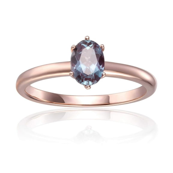 Alexandrite Solitaire Engagement Ring 1kt in Rose Gold Plated Sterling Silver