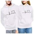 thumbnail image 2 of Floleo Clearance Fall Clothes For Women Men's And Women's Valentine's Day Heart Print Loose Pullover Hooded Sweatshirt White, 2 of 9