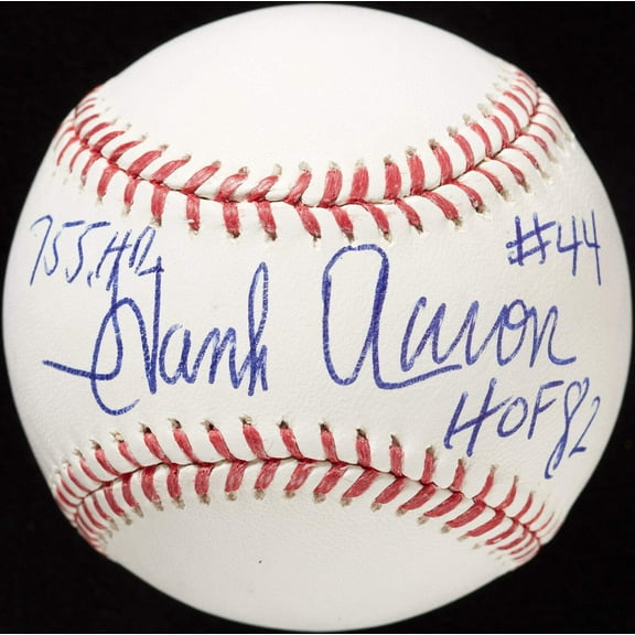 Incredible Hank Aaron Signed Heavily Inscribed STAT Baseball JSA