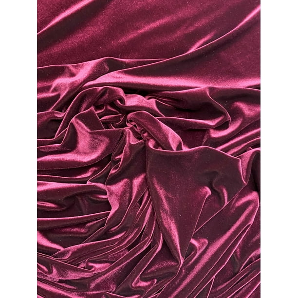 Soft Stretch Velvet, 60" Wide, Sells by the Yard from Sal Tex Fabrics, Burgundy