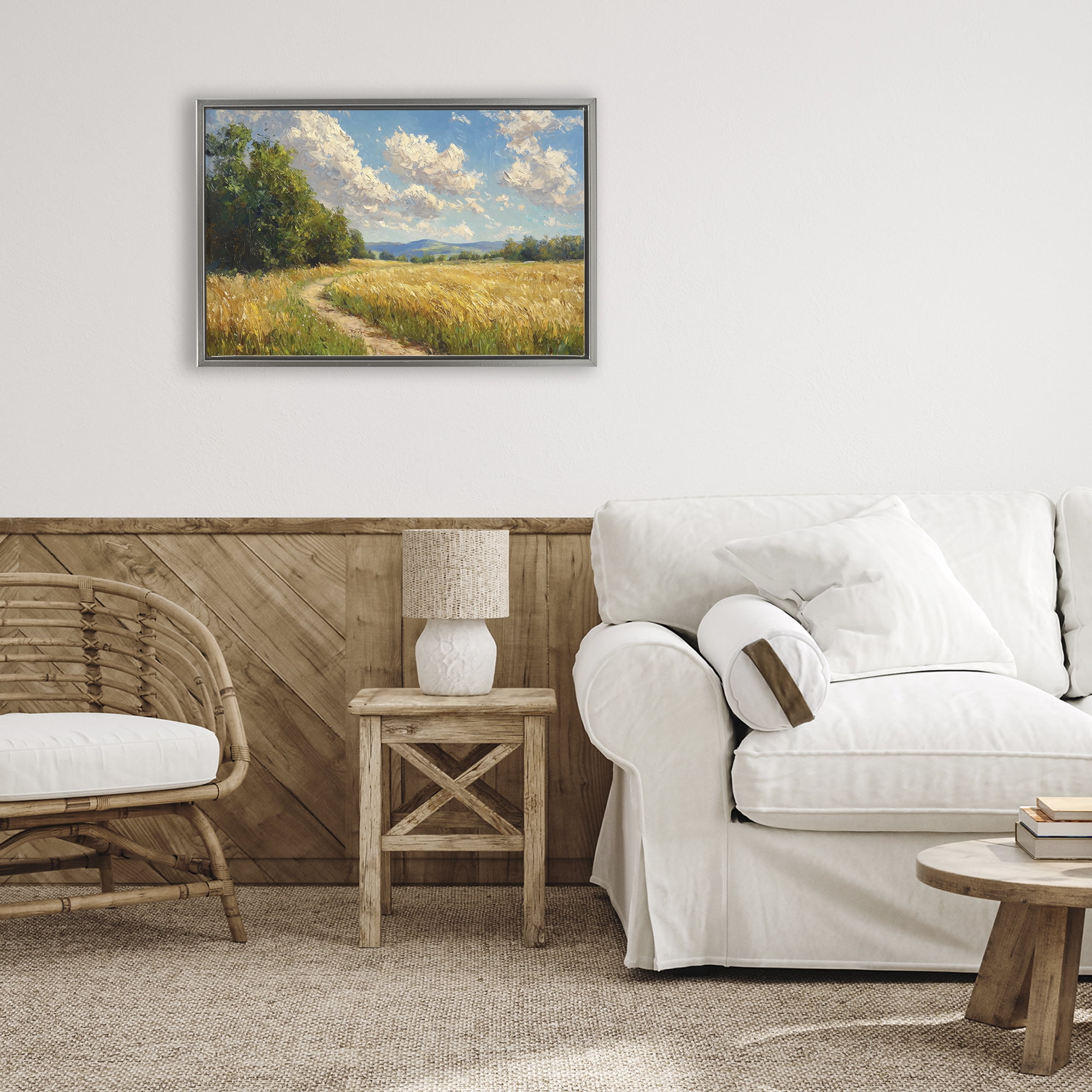 Stupell Industries Winding Path Through Wheat Field Gray Framed Floater Canvas Wall Art, design by Creative Studio