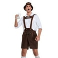 thumbnail image 5 of Lovskoo 2024 Oktoberfest Festival Costume for Men Three Piece Set Fit Long Sleeve Lapel Neck Shirt Overalls Hat Dance Platform Outfits Performance Suit Dress Up Party and Beer Festival Brown, 5 of 8