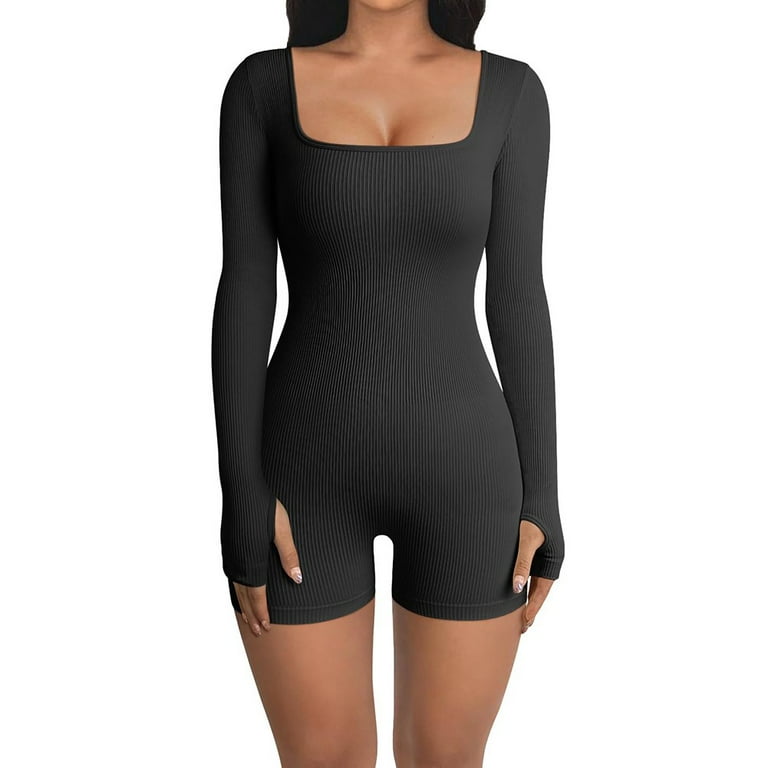 Black bodycon clearance jumpsuit long sleeve