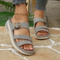 thumbnail image 5 of CYMMPU Women's Triple Strap Platform Slide Sandals, Buckle Decor Open Toe Slip On Wedge Slippers, Casual Summer Footwear Gray 37, 5 of 9